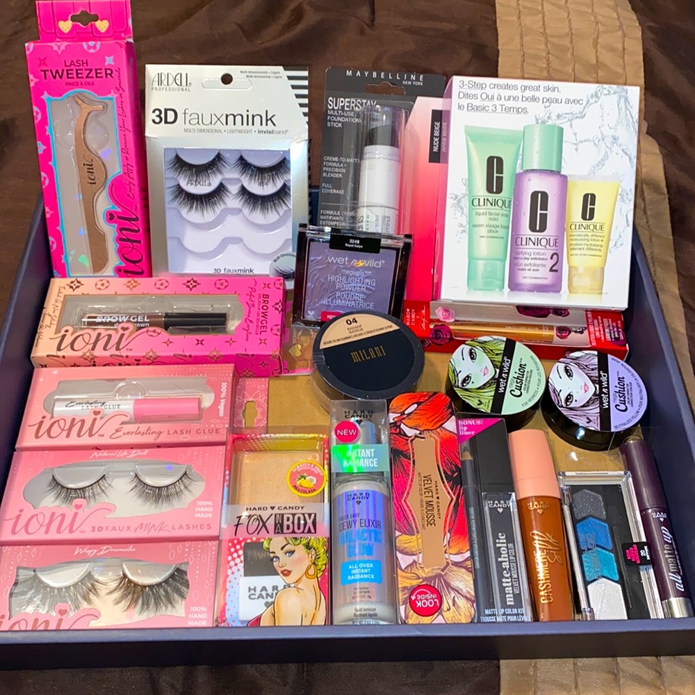 Clinique, Hard Candy, Maybelline, Milani, Wet N Wild and Ioni Lashes & Glue